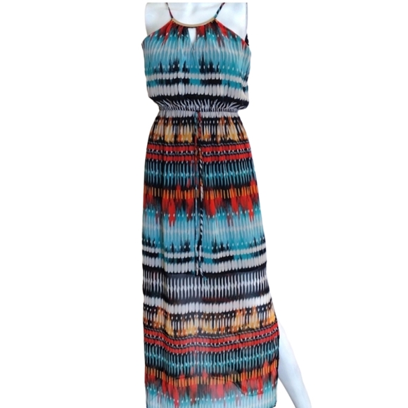 Sweet‎ Storm Women's Medium Boho Midi Bright Colors Spaghetti  Straps - Picture 1 of 7